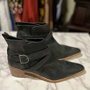 Free People Back Loop Ankle Boots In Black